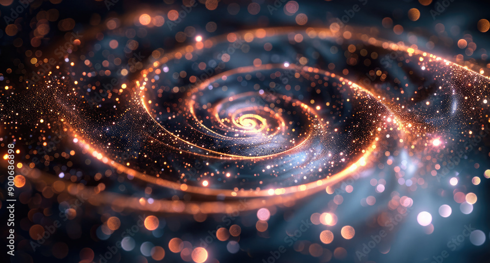 Aufkleber Symmetrical swirls of glitter on an interesting dark background. Generative AI.