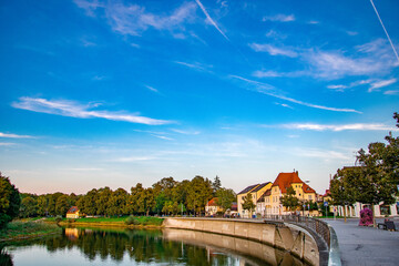 Obraz premium view of the sights and the Danube in the German city of neuburg an der donau