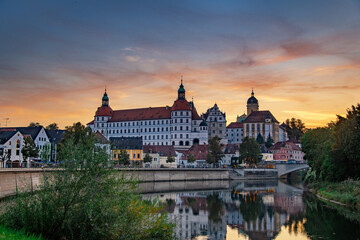 Fototapeta premium view of the sights and the Danube in the German city of neuburg an der donau