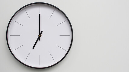 Wall Clock Showing 19.00/07.00 O'Clock on White Wooden Surface - Perfect for Time Management and...