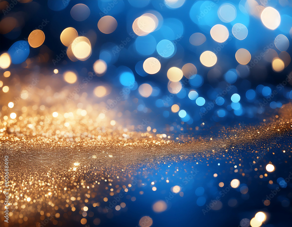 Aufkleber firefly blue and gold abstract background- capture a mesmerizing blue and gold abstract background w