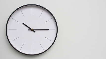 Wall Clock Showing 10.15/22.15 O'Clock on White Wooden Surface - Perfect for Time Management and...