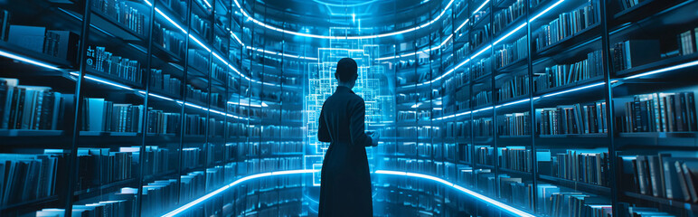 Person interacting with futuristic technology 