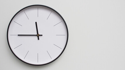 Wall Clock Showing 23.45/11.45 O'Clock on White Wooden Surface - Perfect for Time Management and...