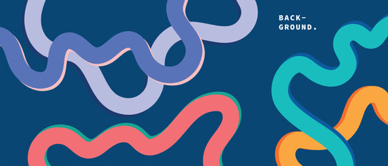 Abstract colorful lines background. Fluid string doodle backdrop. Modern and simple creative graphic element for poster, banner, presentation, or branding design.