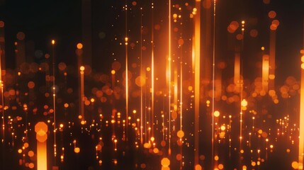 Obraz premium Abstract Background of Orange Glowing Lines and Bokeh Lights