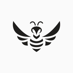 Minimalist bee logo, simple and elegant. Vector illustration