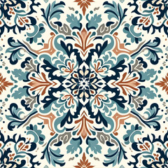simple Azulejo ethnic portuguese seamless pattern