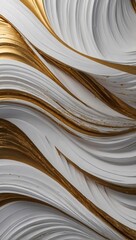 White and gold wave wallpaper - 3D design, high contrast