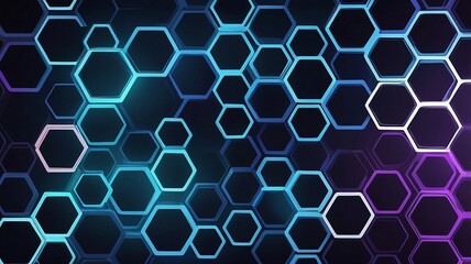 Futuristic Hexagon Pattern with Radiant Intersections and Cool Tones