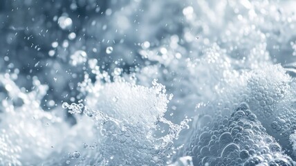 An extreme close-up view of bubbles rising in a protein drink