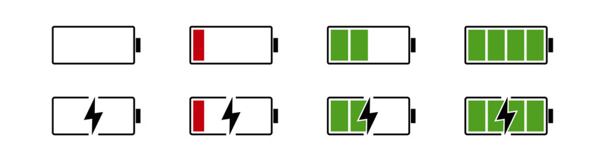 Green Battery Charging Icon - Battery Low to Full Indicator