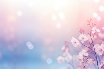 generated illustration of  pink pastel  floral background with delicate spring flowers and a blurred effect