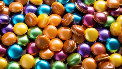 Shiny iridescent caramel candies