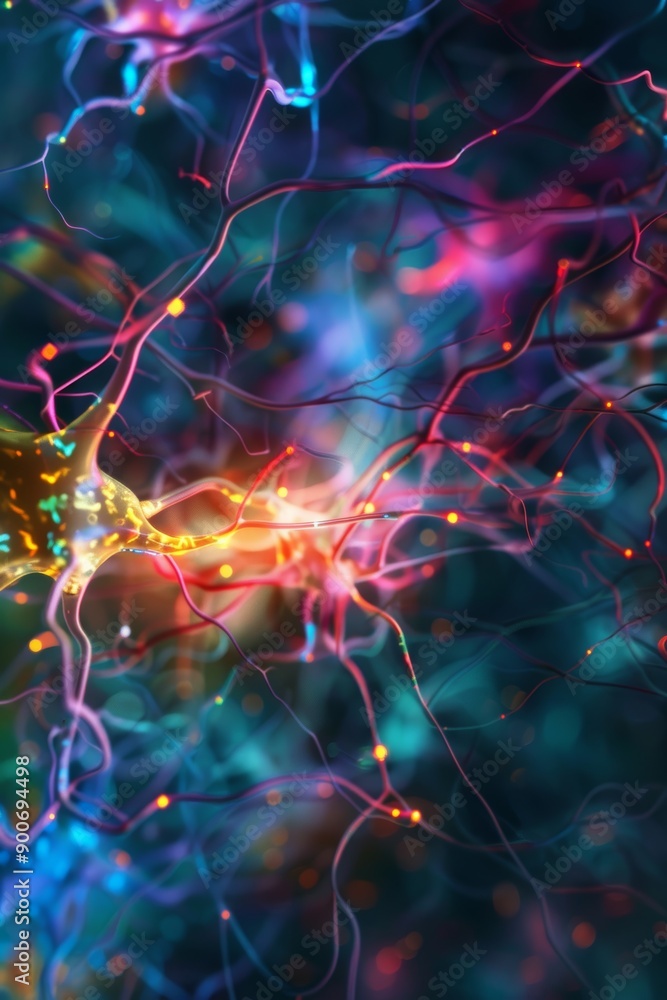 Poster Dynamic Neural Network Activity: Vibrant Visualization of Neurons and Synapses Firing in Human Brain