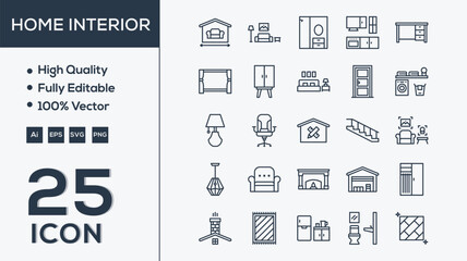 Home Interior icon collection vector illustrator