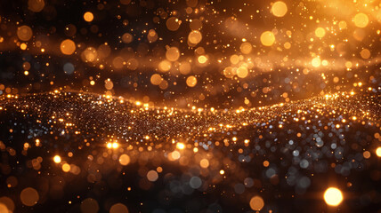 Golden Particles Bokeh Background for Holiday Presentations with Beautiful Light Effects