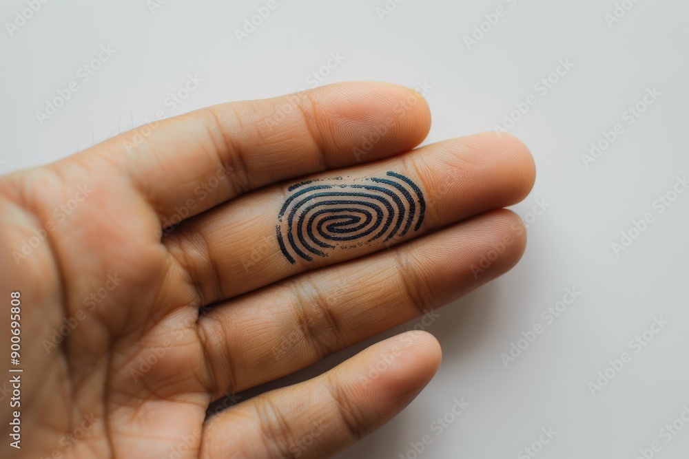 Poster close up of a hand holding a tech inspired spiral pattern with intricate lines