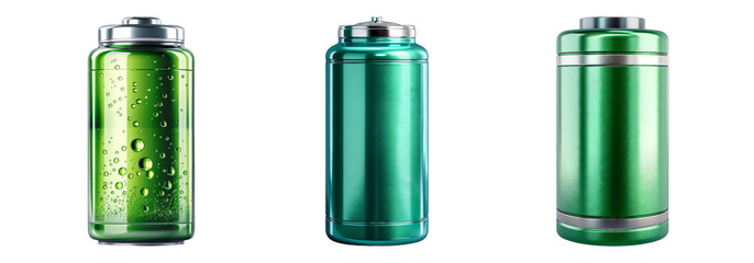 Green batteries isolated on transparent background