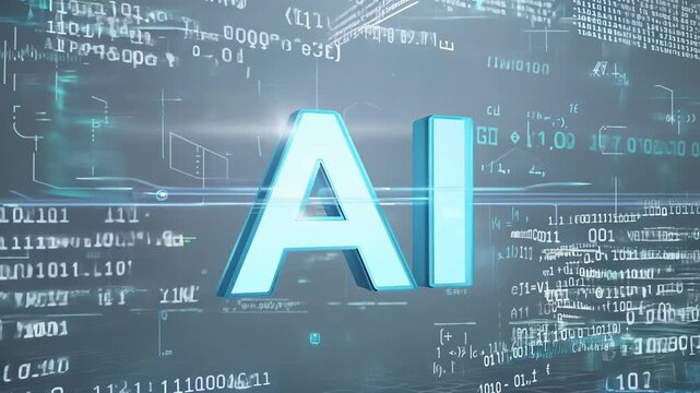 AI inscription, generative artificial intelligence designation on technological background