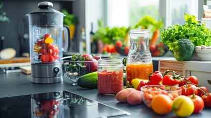 Modern Kitchen with Fresh Ingredients and Homemade Baby Food Preparation Area for Baby Food