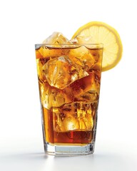 Refreshing iced tea served in a glass with lemon and ice, perfect for a hot day or summer gathering.