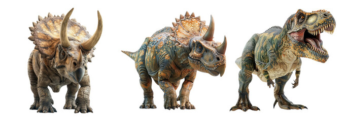 Obraz premium Realistic dinosaur models isolated on transparent background