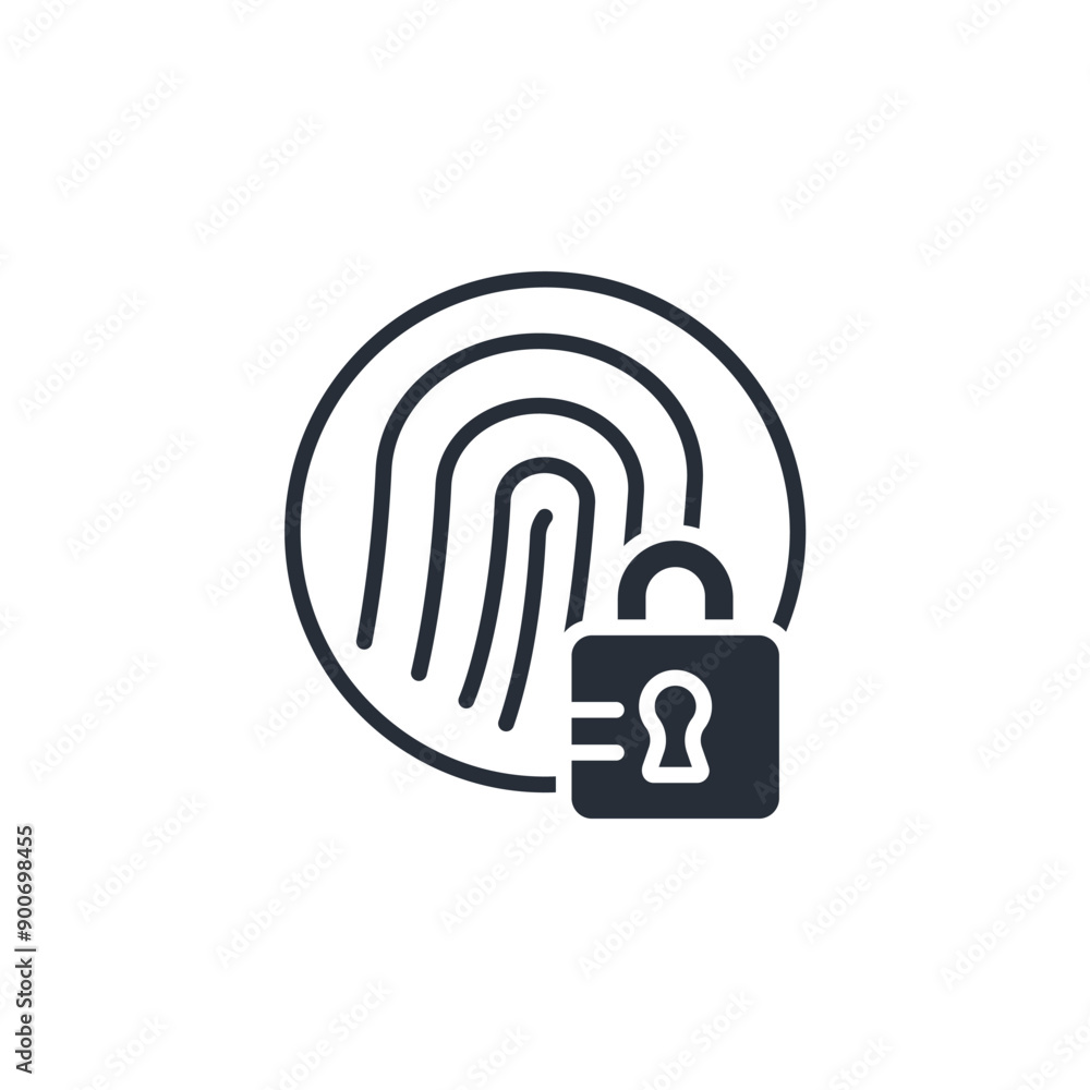 Poster biometrics lock icon. vector.editable stroke.linear style sign for use web design,logo.symbol illust