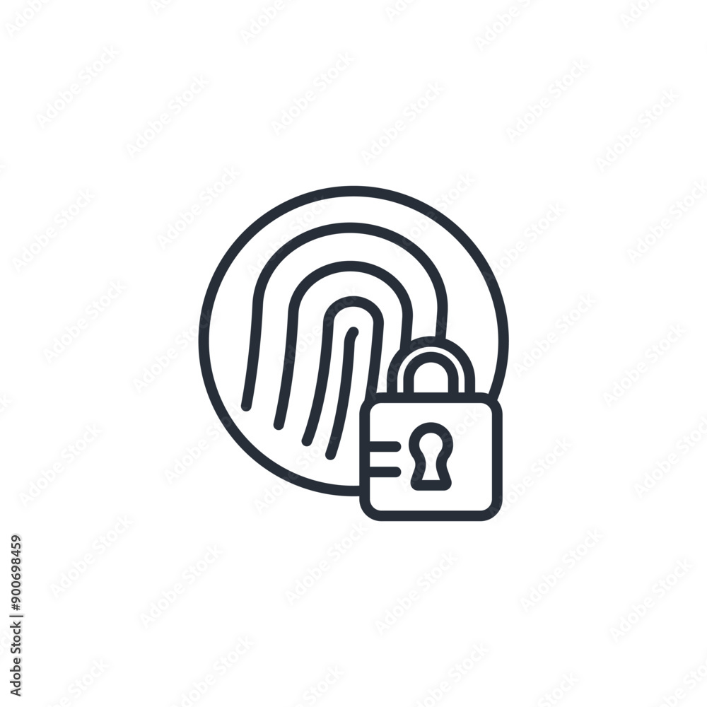 Poster biometrics lock icon. vector.editable stroke.linear style sign for use web design,logo.symbol illust