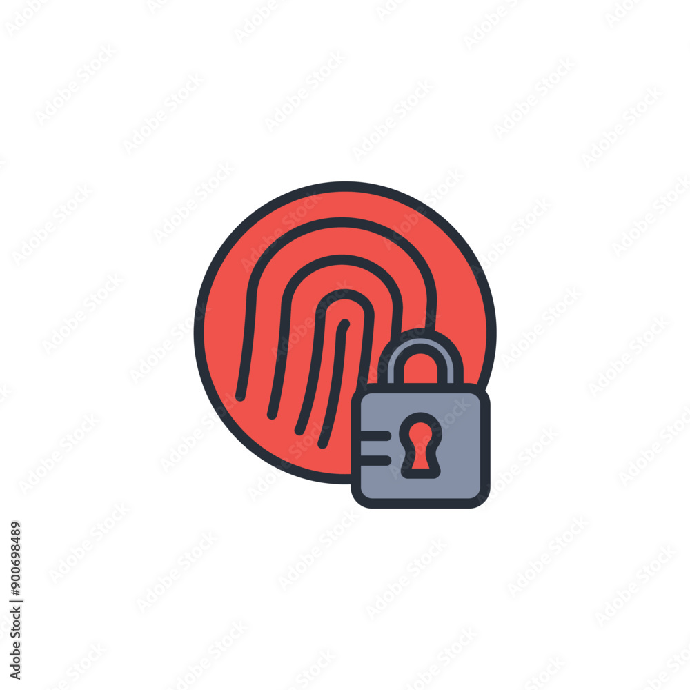 Poster biometrics lock icon. vector.editable stroke.linear style sign for use web design,logo.symbol illust