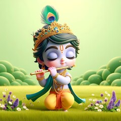 Naklejka premium Cute Nandlal Lord Krishan
