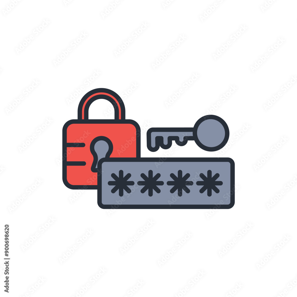 Poster code lock icon. vector.editable stroke.linear style sign for use web design,logo.symbol illustration