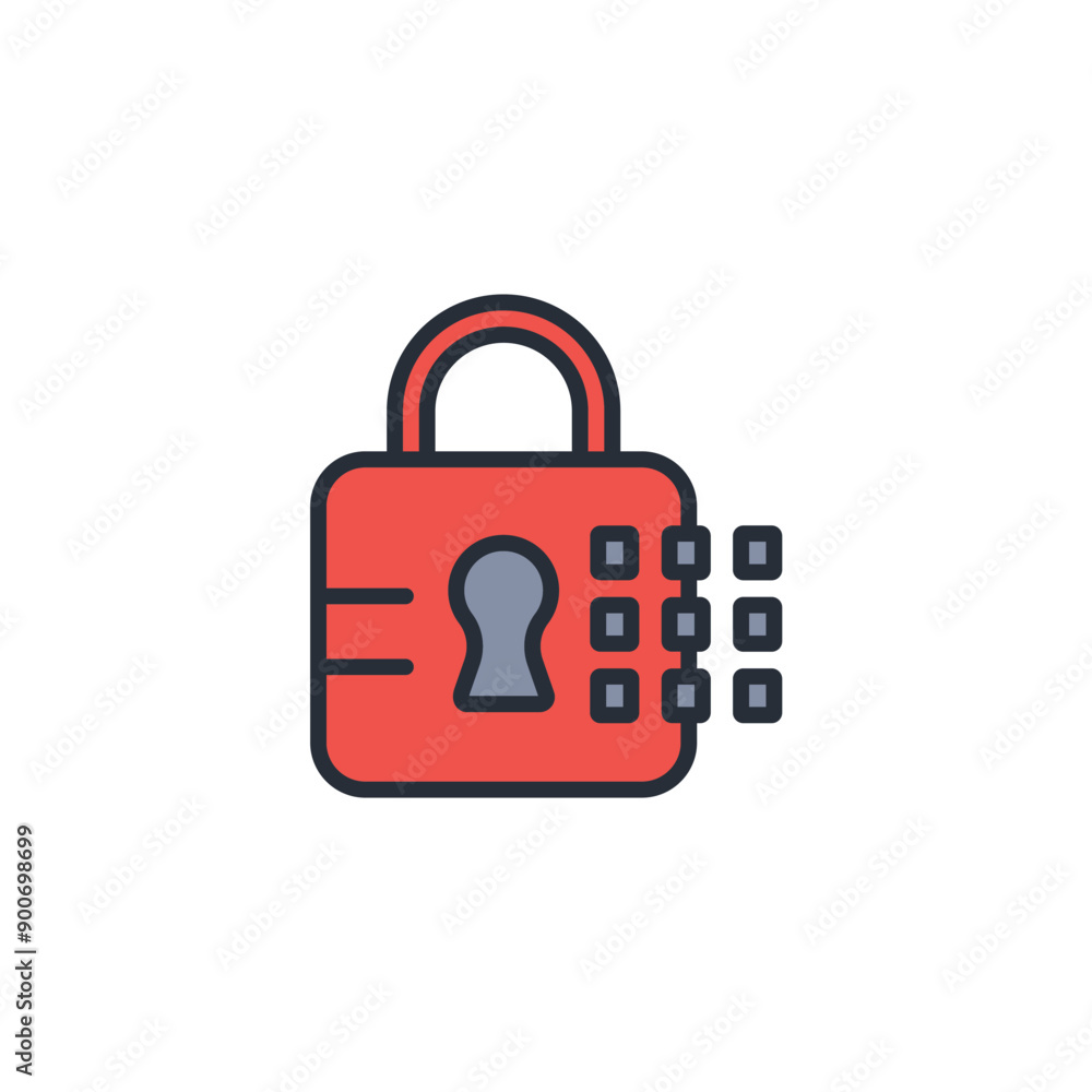 Poster combination lock icon. vector.editable stroke.linear style sign for use web design,logo.symbol illus