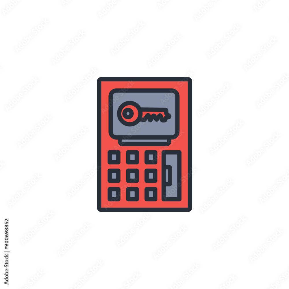 Poster digital lock icon. vector.editable stroke.linear style sign for use web design,logo.symbol illustrat