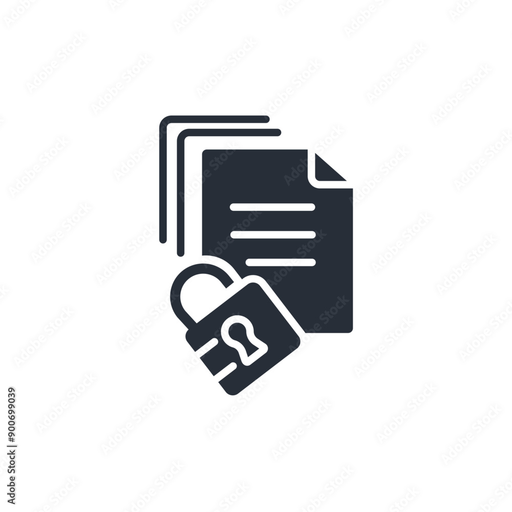Poster document lock icon. vector.editable stroke.linear style sign for use web design,logo.symbol illustra