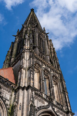 Münster, Germany: tower of St Lambert's Church (germ.: St. Lamberti), a Roman Catholic church,...
