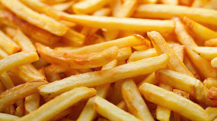 Golden French Fries Background.
