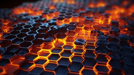 Naklejka premium Vivid orange honeycombs on dramatic graphite background create striking contrast