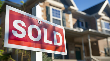 Obraz premium House for sale, sign says 