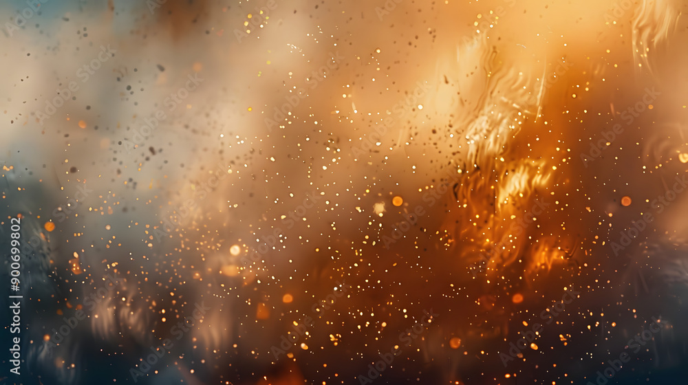 Poster warm muted colors and twinkling particles with hazy overlays creating a deep wallpaper