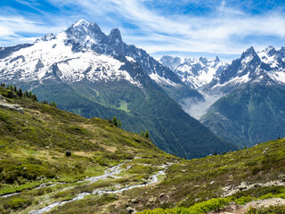 Mountains views in Chamonix-Montblanc range, France