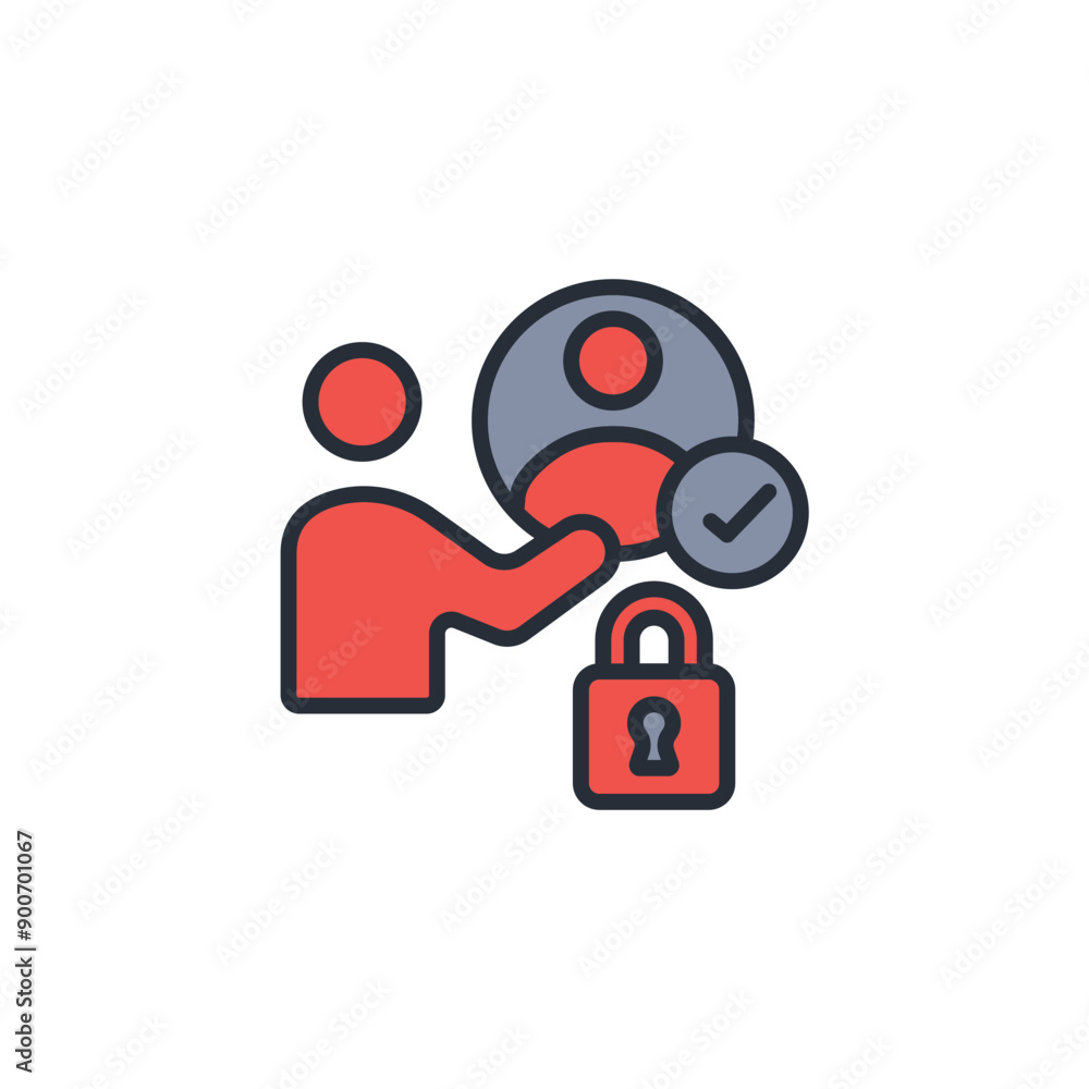 Poster user lock icon. vector.editable stroke.linear style sign for use web design,logo.symbol illustration