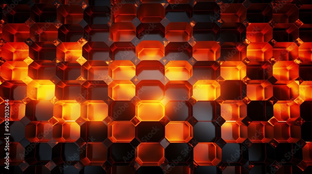 Poster vivid orange honeycombs with graphite highlights on even background for a captivating visual scene