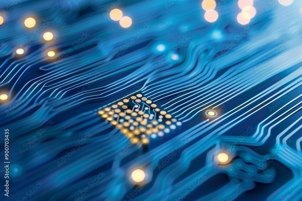 Poster illuminated green digital matrix with dynamic particles and flowing light trails