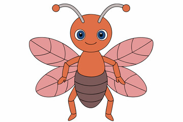 Ant Vector Illustrations Linocut, Kawaii, Cartoon, Clipart, Line Art Designs