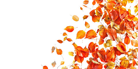 transparent png image of autumn of orange leaves in corner with blank copy space