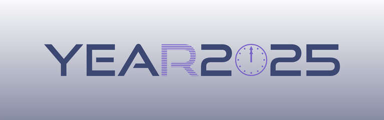 Parola YEAR 2025  con sfondo colorato gradiente