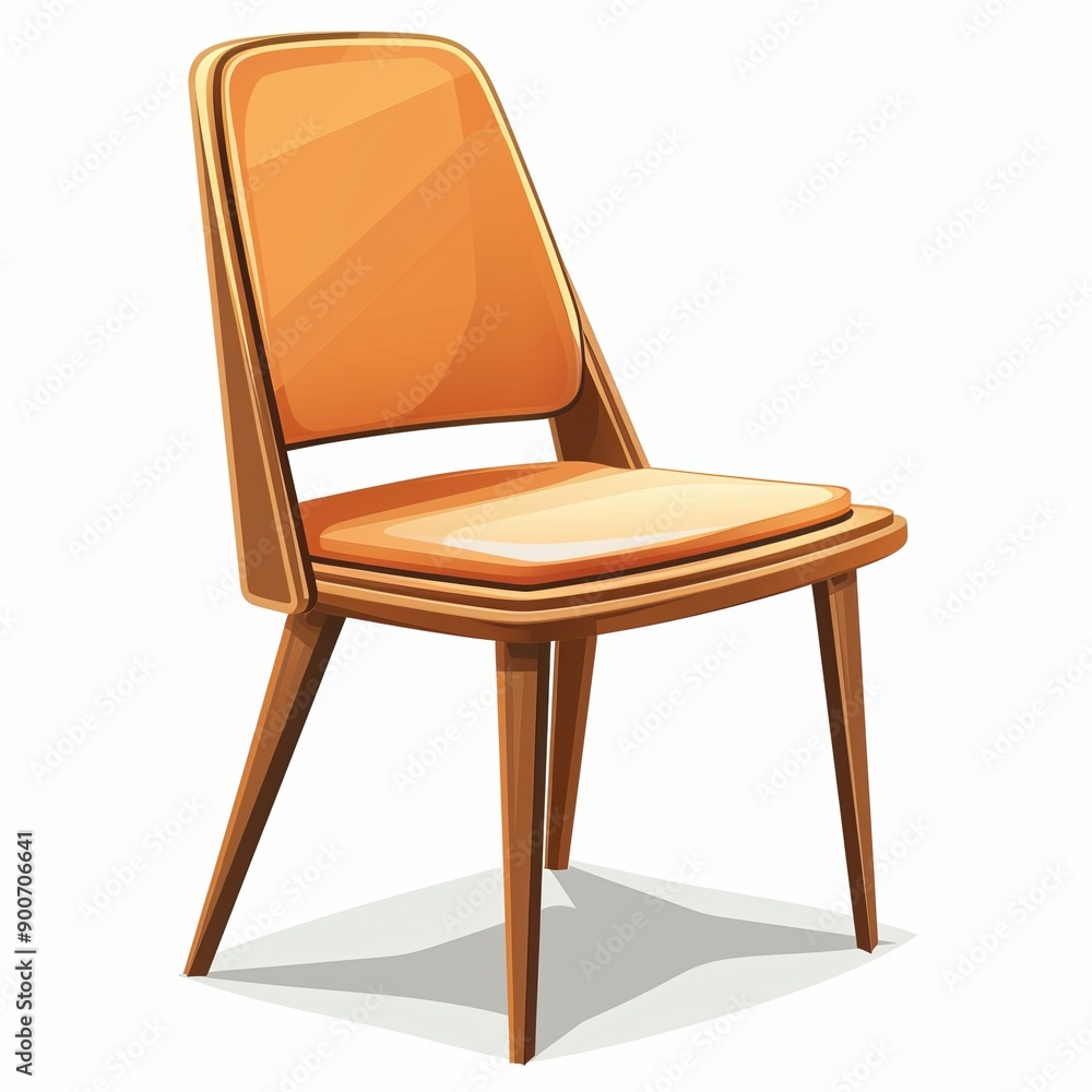 Canvas Prints Stylish Orange Chair with Wooden Legs