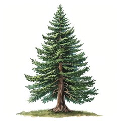 Fototapeta premium Realistic Illustration of a Pine Tree on White Background