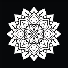 Beautiful mandala design vector art black and white liner art